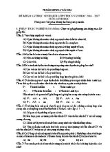 Đê khảo sát hoc sinh gioi lơp 9 THCS năm hoc 2016  2017 môn Sinh Hoc